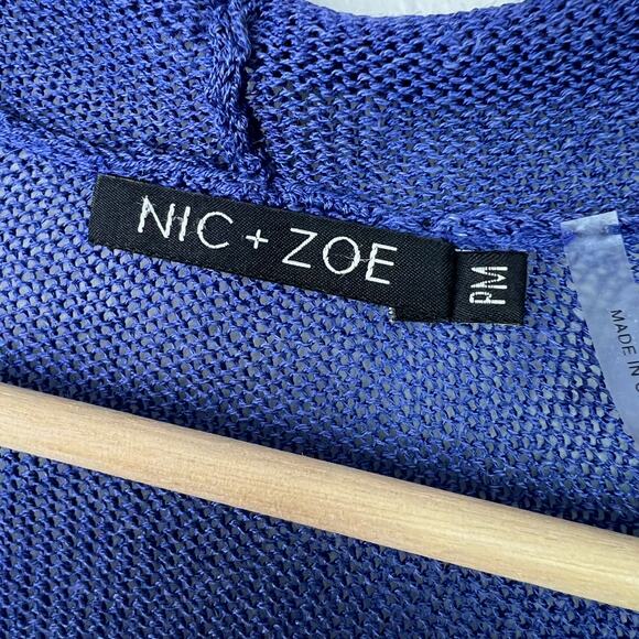 Nic + Zoe Petite Medium Linen Blend Open Front Cardigan Periwinkle Blue Violet - Picture 3 of 8